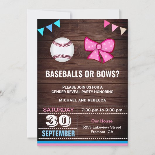 Basebollen of bogen Gender Reopenbaarmakingspartij Kaart (Voorkant)