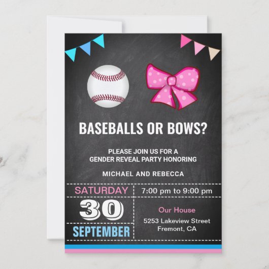 Basebollen of bogen Gender Reopenbaarmakingspartij Kaart (Voorkant)