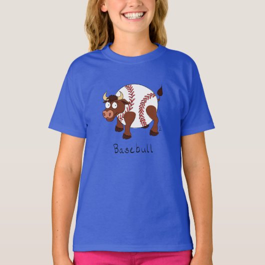 Basebull Funny Baseball Bull Kinderen T-shirt (Voorkant)