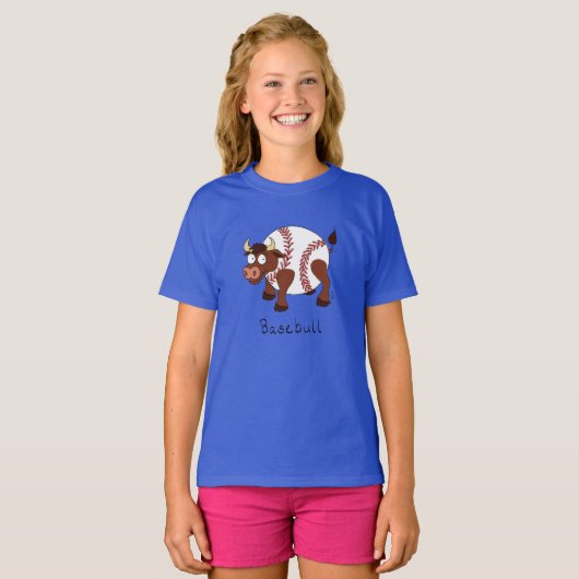 Basebull Funny Baseball Bull Kinderen T-shirt (Voorkant volledig)