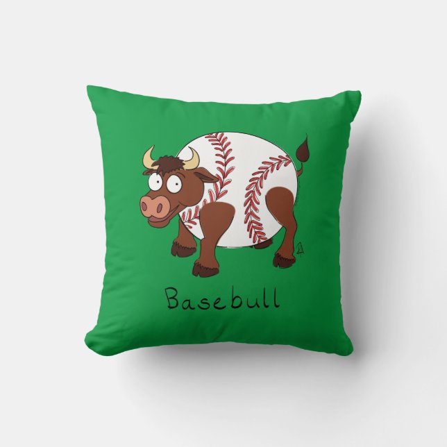 Basebull Funny Baseball Bull Pillow Kussen (Voorkant)