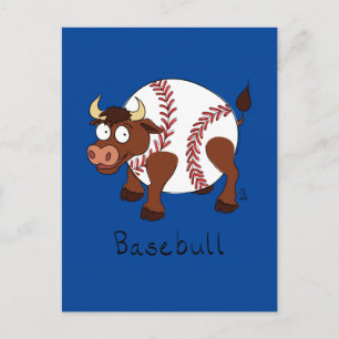 Basebull Funny Bull Baseball Briefkaart