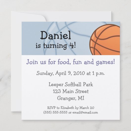 Baseketball Birthday Party Invitations 5.25 in Kaart (Voorkant)