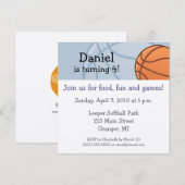 Baseketball Birthday Party Invitations 5.25 in Kaart (Voorkant / Achterkant)