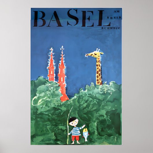 Basel Art Swiss Travel Poster Switzerland Print (Voorkant)