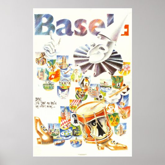 Basel, Die stadt am Rhein, Suisse, Travel Poster (Voorkant)