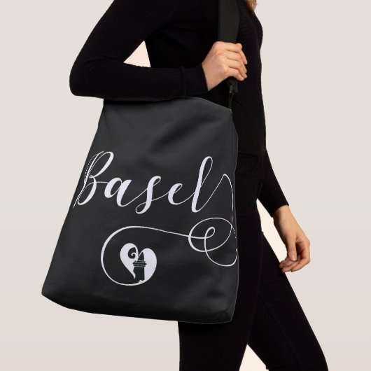 Basel Flag Heart, Zwitserland, Bazel Crossbody Tas (Dichtbij)