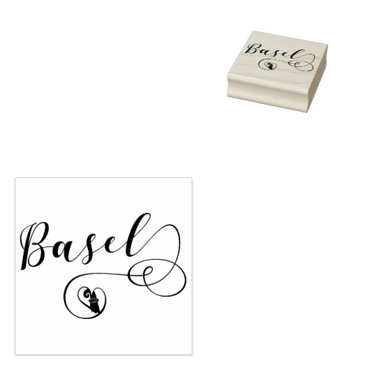 Basel Flag Heart, Zwitserland Rubberstempel (Gestempeld)