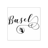 Basel Flag Heart, Zwitserland Rubberstempel (Afrduk)