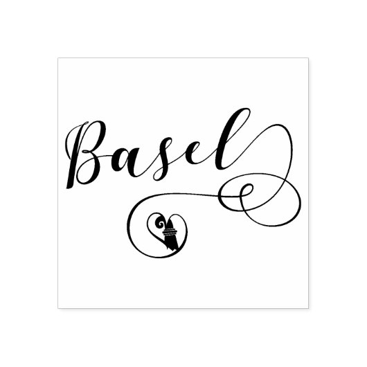 Basel Flag Heart, Zwitserland Rubberstempel (Afrduk)