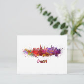 Basel skyline in watercolor briefkaart (Staand voorkant)