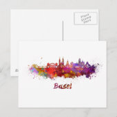 Basel skyline in watercolor briefkaart (Voorkant / Achterkant)