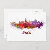 Basel skyline in watercolor briefkaart (Voorkant / Achterkant)