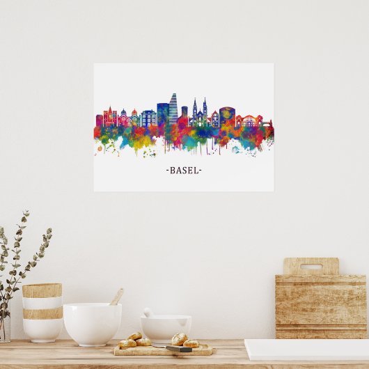 Basel Switzerland Skyline Poster (Keuken)