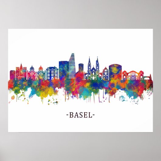 Basel Switzerland Skyline Poster (Voorkant)