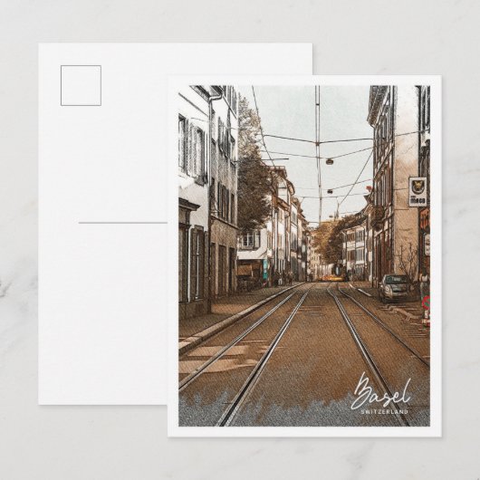 Basel Zwitserland Mooie kleur schetsstad Briefkaart (Voorkant / Achterkant)
