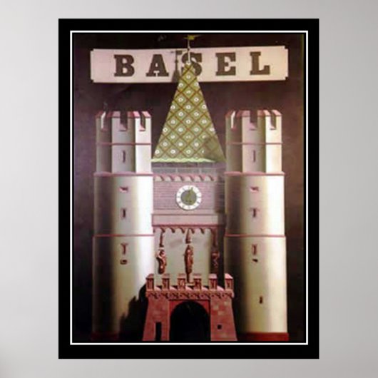 Basel Zwitserland Vintage Reisposter Poster (Voorkant)