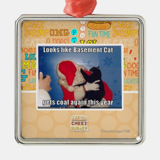 Basement Cat krijgt steenkool Metalen Ornament (Voorkant)
