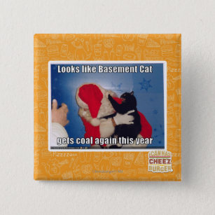 Basement Cat krijgt steenkool Vierkante Button 5,1 Cm