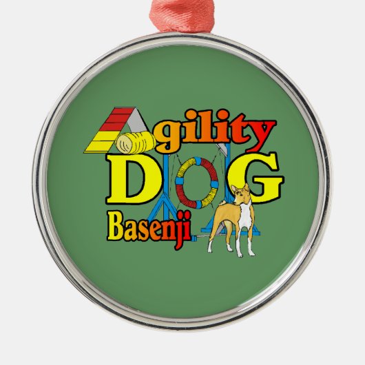 Basenji Agility Dog Metalen Ornament (Voorkant)