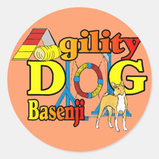 Basenji_Agility.png Ronde Sticker (Voorkant)