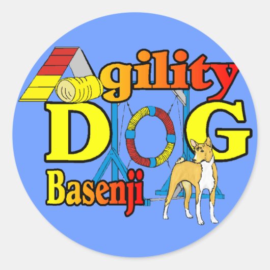Basenji_Agility.png Ronde Sticker (Voorkant)