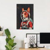Basenji Astronaut Poster, Basenji Retro Print (Thuiskantoor)