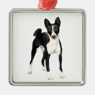 Basenji (B) - zwart en wit Metalen Ornament