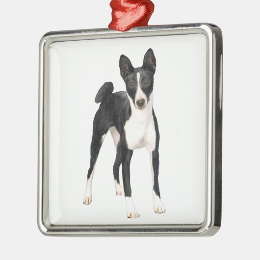Basenji (B) - zwart en wit Metalen Ornament (Links)