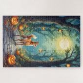 Basenji Betoverd Bos Halloween Kunstwerk Legpuzzel (Horizontaal)