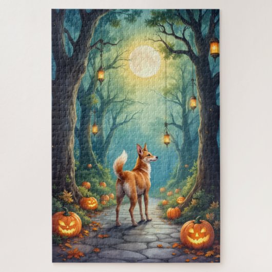 Basenji Betoverd Bos Halloween Kunstwerk Legpuzzel (Verticaal)