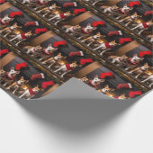 Basenji bij de Haard Kerstmis Cadeaupapier (Hoek)