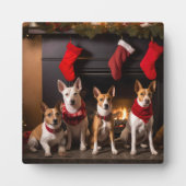 Basenji bij de Haard Kerstmis Fotoplaat (Voorkant)