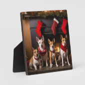 Basenji bij de Haard Kerstmis Fotoplaat (Voorkant)