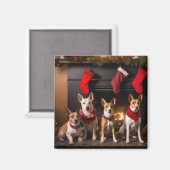 Basenji bij de Haard Kerstmis Magneet (Voorkant / Achterkant)