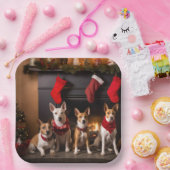 Basenji bij de Haard Kerstmis Papieren Bordje (Feest)