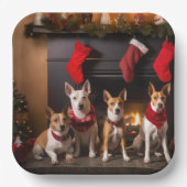 Basenji bij de Haard Kerstmis Papieren Bordje (Voorkant)