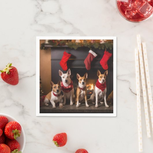 Basenji bij de Haard Kerstmis Servet (Insitu)