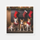 Basenji bij de Haard Kerstmis Servet (Voorkant)