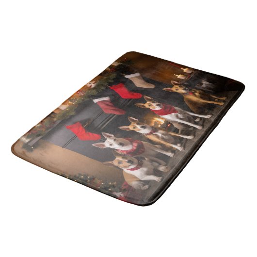 Basenji bij de open haard Kerstmis Badmat (Gekanteld)