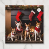 Basenji bij de open haard Kerstmis Bedankjes Labels (Achterkant)