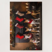 Basenji bij de open haard Kerstmis Legpuzzel (Verticaal)