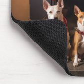 Basenji bij de open haard Kerstmis Muismat (Hoek)