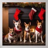 Basenji bij de open haard Kerstmis Poster (Voorkant)