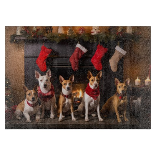 Basenji bij de open haard Kerstmis Snijplank (Voorkant)