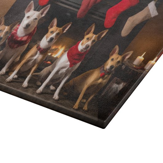Basenji bij de open haard Kerstmis Snijplank (Hoek)