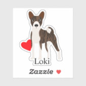 Basenji Brindle gepersonaliseerde naam Schattige Sticker (Vel)