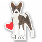 Basenji Brindle gepersonaliseerde naam Schattige Sticker (Voorkant)