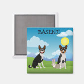 Basenji Bunny Love Black en Tan Hound Magneet (Voorkant / Achterkant)