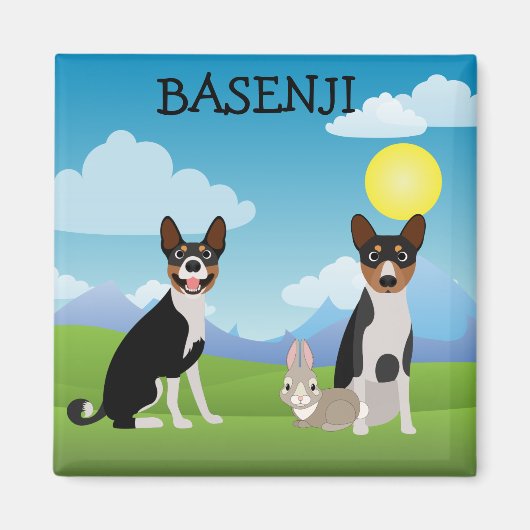 Basenji Bunny Love Black en Tan Hound Magneet (Voorkant)